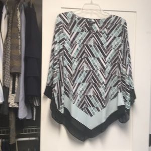 Alfani turquoise, black and white top.